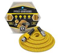 HydroTech 100ft Pro Series 3/4" Expandable Burst Proof Garden Max Flow Hose - Lightweight & Durable - Features Flow-Control Shut-Off & Strain Relief Guard (100 Feet)