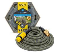 HydroTech 100 ft Expandable Garden Hose with Patented Force Control Technology - 5/8" No-Kink Flexibility, Lightweight Hose for Lawn, Garden, Car Washing, Deck and Patio Cleaning
