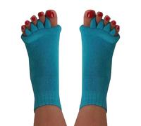 Hydrothotics Happy Feet Toe Alignment Separator Socks, Prevent Foot Cramps and hammertoes, Toe Separator Massage Socks, Teal, One size