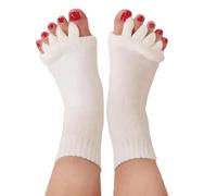 Hydrothotics Happy Feet Toe Separator Socks - Comfortable Alignment Socks - Washable Massage Socks, White, One Size