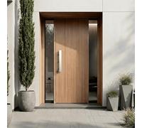 HYDROWARE Edge Double Front Door Handle Set - Modern Entry Door Pulls, 304 Stainless Steel, Brushed Satin Finish, Bolt-Through Connector, Luxury Exterior Hardware (Brushed Nickel, 36 Inches)