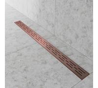 Hydroware Linear Shower Drain - Stainless Steel Rectangular Shower Floor Drain with Removable Patterned Grate, Hair Strainer, Threaded Adapter (Copper, 36 Inches)