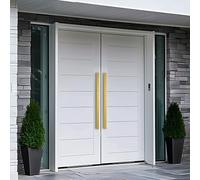 HYDROWARE Modern Contemporary Long Stainless Steel Push Pull Door Handle for Home Entrance Glass Shower Wooden Barn & Office Store Shop Doors - CELEZ Model - Square (Brass Gold, 36 Inch)