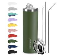 HYDROWION Triple-Insulated Tumblers - Stainless Steel with Lid and Straw, 20 oz Water Bottle, Stainless Steel Cups, Coffee Travel Mug for Home & Office Olive Green