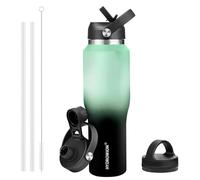 HYDROWION Water Bottle Stainless Steel,Vacuum Insulated Leak Proof Tumbler 32oz with Straw Lid, Spout Lid and Flex Cap(Cold for 48 Hrs, Hot for 24 Hrs), Fit in Any Car Cup Holder, Mint - Black