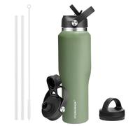 HYDROWION Water Bottle Stainless Steel,Vacuum Insulated Leak Proof Tumbler 32oz with Straw Lid, Spout Lid and Flex Cap(Cold for 48 Hrs, Hot for 24 Hrs), Fit in Any Car Cup Holder, Moss