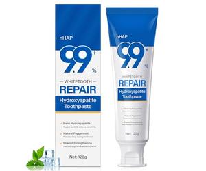 Hydroxyapatite Toothpaste 120g, Natural Peppermint Repairs Teeth & Reduces Sensitivity Nano Hydroxyapatite Toothpaste, with 9.9% Hydroxyapatite for Whiter Teeth & Fresher Breath, Fluoride-Free