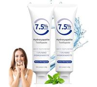 Hydroxyapatite Toothpaste, 7.5% Nano Hydroxyapatite Toothpaste, Whitening Strengthening Tooth, Protection Tooth Enamel, Gentle Mint Long Lasting Fresh Breath, Sensitive Teeth Care - 2 PCS