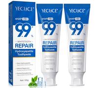 Hydroxyapatite Toothpaste for Enamel Protection 2PC, Contains 9.9% Nano-Hydroxyapatite, Restores Enamel, Reduces Sensitivity, Whitens & Brightens Teeth, Fresh Mint Flavor, Long-Lasting Freshness