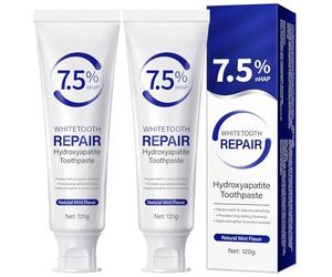 Hydroxyapatite Toothpaste UK - 7.5% Hydroxyapatite | Fluoride-Free | Mint Flavor | Enamel Repair & Sensitivity Relief for Adults - Cavity Prevention, Fresh Breath -2PCS 4.23oz Toothpaste