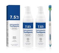 Hydroxyapatite Toothpaste UK Hydroxyapatite Toothpaste 7.5 with Toothbrush Fresh Mint Flavor No Fluorine for Protecting Tooth Enamel and Strengthening Teeth Daily Use for Oral Health（2 PCS）