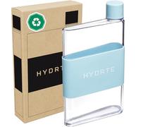 Hydrte | The Flat Water Bottle | Leakproof, BPA-Free Plastic | Ultimate Handbag Thin Bottle | Fits Into Any Bag (480ml, Pastel Blue)