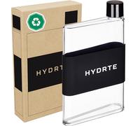Hydrte | The Flat Water Bottle | Leakproof Flat | BPA Free Plastic | The Ultimate Handbag Thin | Fits Into Any Bag (480ml, Nero Black)