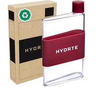 Hydrte | The Flat Water Bottle | Leakproof Flat | BPA Free Plastic | The Ultimate Handbag Thin Water Bottle | Fits Into Any Bag (480ml, Ruby Red)