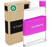 Hydrte | The Flat Water Bottle | Leakproof Flat | BPA Free Plastic | The Ultimate Handbag Thin Water Bottle | Fits Into Any Bag (350ml, Neon Purple)