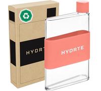 Hydrte | The Flat Water Bottle | Leakproof Flat | BPA Free Plastic | The Ultimate Handbag Thin Water Bottle | Fits Into Any Bag (350ml, Summer Peach)