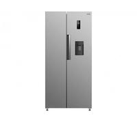 HYE American Fridge Freezer - Side By Side American Style Fridge Freezer With Water Dispenser, No Frost, 444L Freestanding Design, Low Noise (39dB), Cool Silver Finish - RF01AMWD460S03