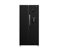 HYE American Fridge Freezer - Side By Side American Style Fridge Freezer With Water Dispenser, No Frost, 444L Freestanding Design, Low Noise (39dB), Sleek Black Finish - RF01AMWD460B03