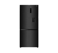 HYE American Fridge Freezer - Cross Door American Style Fridge Freezer With Water Dispenser, No Frost, Ultra Thin Design With 4mm Clearance, Flex Zone Cooling, Sleek Black Stainless Steel Finish