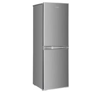 HYE Fridge Freezer - Small 50/50 Freestanding Fridge Freezer, 144cm Height, 48cm Width, 142 Litre Capacity, Suitable For Apartments & Couples, Compact Design For Small Kitchens, Silver