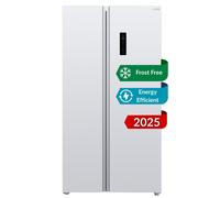 HYE American Fridge Freezer - Side By Side American Style Fridge Freezer, No Frost, 92cm Wide, 505L Freestanding Design, Low Noise (37dB), Bright White Finish, Ideal For Large Families - RF01AM505W07