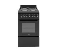 HYE Cooker - Electric Cooker, 4 Powerful Hotplates, Electric Oven, Smart Cooking Controls & Programs, 50cm Width, Freestanding Design, Black, Ideal For Smaller Kitchens & Couples - C01FS50E17