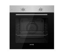 HYE 60cm Built-In Electric Static Oven, Stainless Steel Panel & Black Glass Door, 4 Cooking Functions, Low-E Double Glass & Cooling Fan - C01BI60SF17