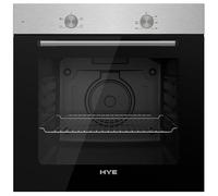HYE 60cm Built-In Electric Static Oven, Stainless Steel Panel & Black Glass Door, 4 Cooking Functions, Low-E Double Glass & Cooling Fan - C01BI60SF17