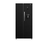 HYE American Fridge Freezer Non Plumbed, 444L, Water Dispenser, Black | Double Door Fridge Freezer, Total No Frost, 276L Fresh Food, 168L Frozen Storage, 83cm Wide, 40dB - Ideal for Family Homes