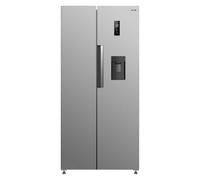 HYE American Fridge Freezer - Side By Side American Style Fridge Freezer With Water Dispenser, No Frost, 444L Freestanding Design, Low Noise (39dB), Cool Silver Finish - RF01AMWD460S03