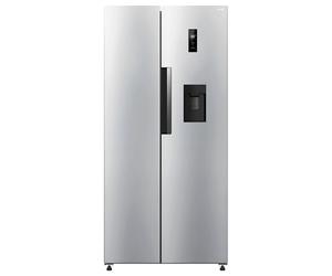 HYE American Fridge Freezer Non Plumbed, 444L, Water Dispenser, Silver | Double Door Fridge Freezer, Total No Frost, 276L Fresh Food, 168L Frozen Storage, 83cm Wide, 40dB - Ideal for Family Homes
