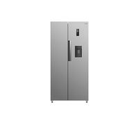 HYE American Fridge Freezer - Side By Side American Style Fridge Freezer With Water Dispenser, No Frost, 444L Freestanding Design, Low Noise (39dB), Cool Silver Finish - RF01AMWD460S03