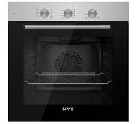 HYE Built-In Oven - Stainless Steel Panel, Black Glass Door, 0+7 Cooking Functions, Mechanical Timer, Double-Layer Low-E Glass, Easy-Clean Enamelled Interior, Cooling Fan, 1 Tray & Wire Grid, Black