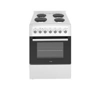 Cooker - Electric Cooker, 4 Hotplates, 62L Electric Oven, Smart Cooking Controls & Programs, 60cm Width, Freestanding Design, White, Perfect For Family Homes - C01FS60E17W