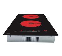 HYE Ceramic Hob, 2 Cooking Zones, 30cm Built-In, Black Glass Surface
