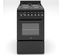 HYE Cooker - Electric Cooker, 4 Powerful Hotplates, Electric Oven, Smart Cooking Controls & Programs, 50cm Width, Freestanding Design, Black, Ideal For Smaller Kitchens & Couples - C01FS50E17