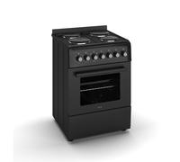 HYE Electric Cooker 60cm Single Oven, Hot Plate Freestanding - Black C01FS60E17