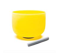 Hye-eun 10 inch E Note 432hz Solar Plexus Chakra Yellow Color Frosted Quartz Crystal Singing Bowl without Carrier Case for Yoga Healing Sound Energy Vibration