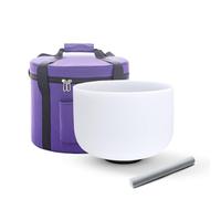 Hye-eun 12 Inch 432hz G Note Frosted Crystal Singing Bowl Chakra Sound Bowl With Heavy Duty Purple Carrying Case and Suede Stick Included for Yoga Sound Healing