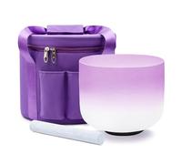 Hye-eun 432hz Crystal Singing Bowl- 8inch B Note Crown Chakra Quartz Meditation Bowl for Yoga Healing Sound Energy Vibration Balance Stress Relief Reiki Relaxation (Gradient Purple)