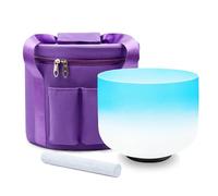 Hye-eun 432hz Crystal Singing Bowl- 8inch G Note Throat Chakra Quartz Meditation Bowl for Yoga Healing Sound Energy Vibration Balance Stress Relief Reiki Relaxation (Gradient Blue)
