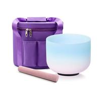 Hye-eun 432hz Crystal Singing Bowl- 8inch G Note Throat Chakra Quartz Meditation Bowl for Yoga Healing Sound Energy Vibration Balance Stress Relief Reiki Relaxation (Gradient Blue-Pink)