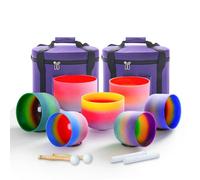 Hye-eun 432hz Crystal Singing Bowls,7-12 Inch Rainbow Colored Quartz Sound Bowl Set of 7pcs with Carrying Case for Yoga Sound Healing Instrument Meditation