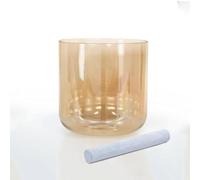 Hye-eun 432hz Tea Clear Cosmic Crystal Singing Bowl 6 Inch E Note Orange Solar Plexus Chakra Transparent Sound Bowl with Mallet and O-ring for Sound Energy Healing,Musical Instruments