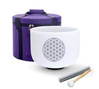 Hye-eun 528Hz Crystal Singing Bowl, 8 Inch C Note Flower of Life Singing Bowl, Quartz Singing Bowl for Meditation Chakra Healing with Carrying Bag