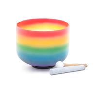 Hye-eun 528hz Crystal Singing Bowl 8 Inch C Note Rainbow Quartz Chakra Meditation Tuned Sound Bath Bowl Musical Instruments for Spiritual Mindfulness,Cleansing Stress Relief