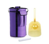 Hye-eun 6 Inch Tea Colored Handle Clear Quartz Singing Bowl,Gold Cosmic Light Crystal Singing Bowls Hand Held for Sound Healing with Carry Case and One Suedce Stick