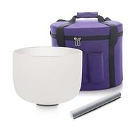 Hye-eun 8 Inch 432hz B Note Frosted Crystal Singing Bowl Crown Chakra for Sound Healing Meditation With Heavy Duty Carrying Case