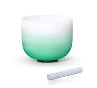 Hye-eun 9inch Crystal Singing Bowl 432hz F Note Green Gradient Color Heart Chakra Frosted Quartz Sound Bowl for Yoga Meditation Energy Healing Vibration Balance