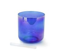 Hye-eun Cosmic Light Clear Crystal Singing Bowl G Note 6 Inch Quartz Sound Throat Chakra Blue Transparent Bowl Mallet & O-ring are Included